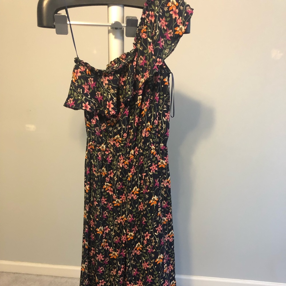 Design Lab from Lord and Taylor one shoulder wide leg pant jumpsuit.